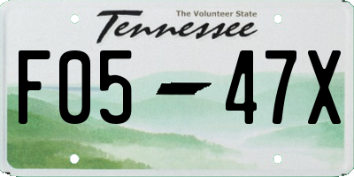 TN license plate F0547X