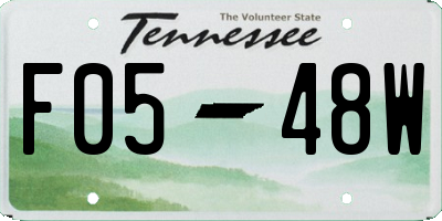 TN license plate F0548W