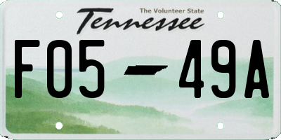 TN license plate F0549A