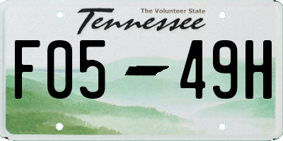 TN license plate F0549H