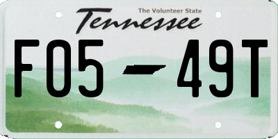 TN license plate F0549T