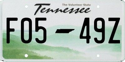 TN license plate F0549Z
