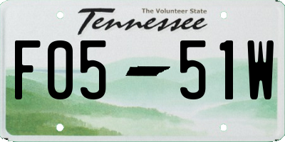TN license plate F0551W
