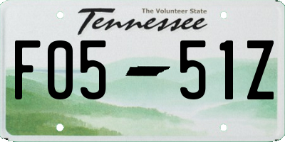 TN license plate F0551Z