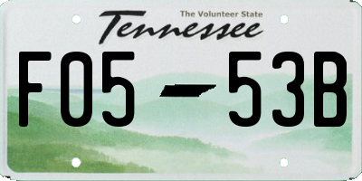 TN license plate F0553B