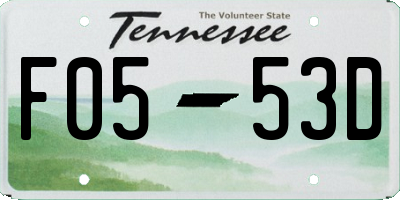 TN license plate F0553D