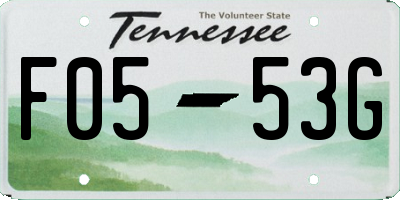 TN license plate F0553G