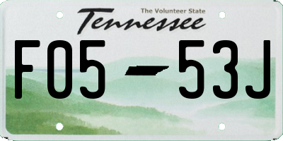 TN license plate F0553J
