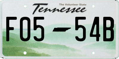 TN license plate F0554B