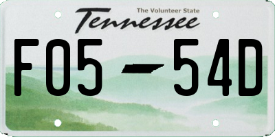 TN license plate F0554D