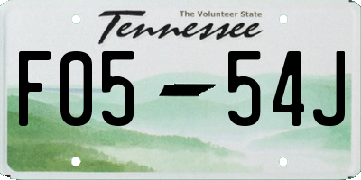 TN license plate F0554J