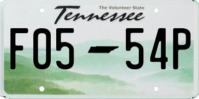 TN license plate F0554P