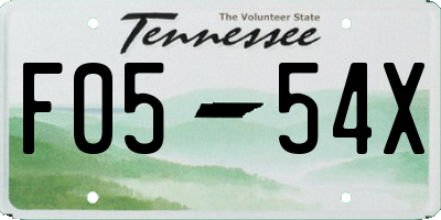 TN license plate F0554X