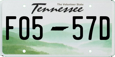 TN license plate F0557D