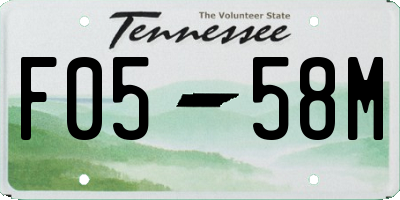 TN license plate F0558M