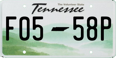 TN license plate F0558P