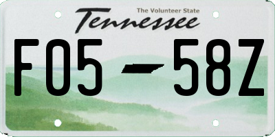 TN license plate F0558Z