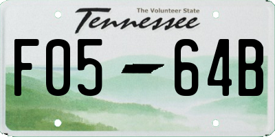 TN license plate F0564B