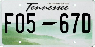 TN license plate F0567D
