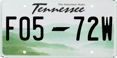 TN license plate F0572W