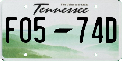 TN license plate F0574D