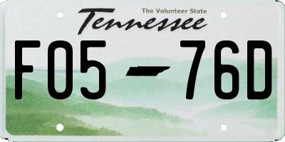 TN license plate F0576D