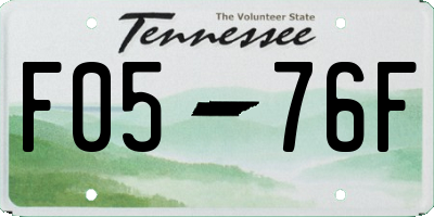 TN license plate F0576F