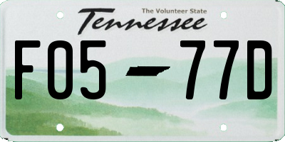 TN license plate F0577D