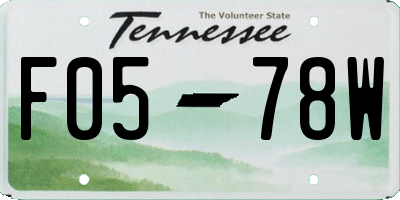 TN license plate F0578W