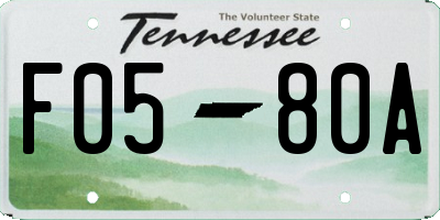 TN license plate F0580A