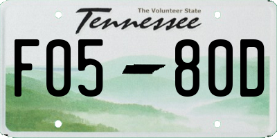 TN license plate F0580D