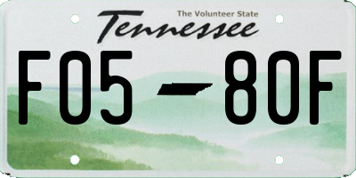 TN license plate F0580F