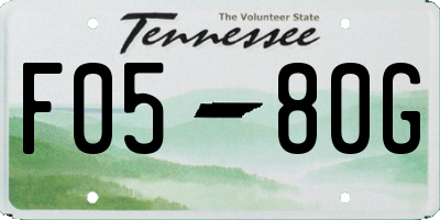 TN license plate F0580G