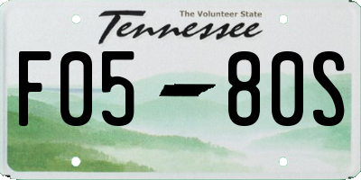 TN license plate F0580S