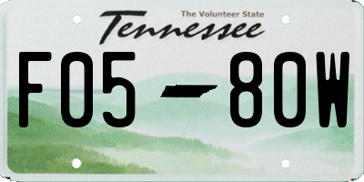 TN license plate F0580W