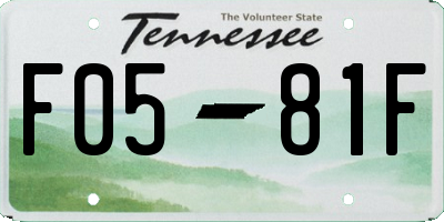 TN license plate F0581F