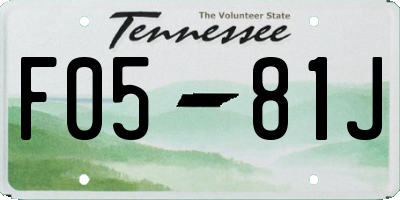 TN license plate F0581J
