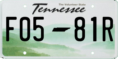 TN license plate F0581R