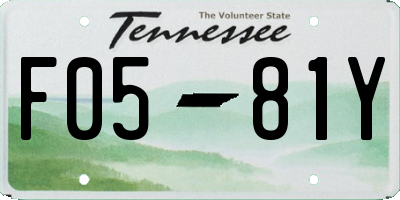TN license plate F0581Y