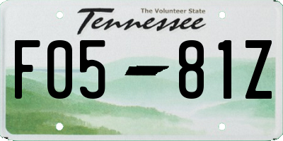TN license plate F0581Z