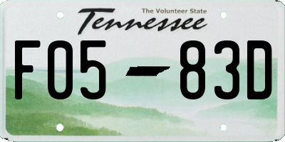 TN license plate F0583D