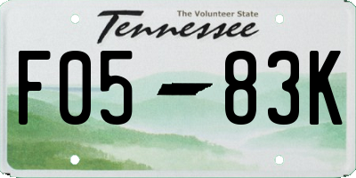 TN license plate F0583K