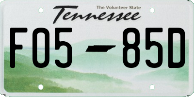 TN license plate F0585D