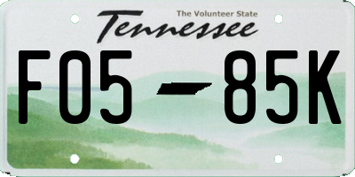 TN license plate F0585K