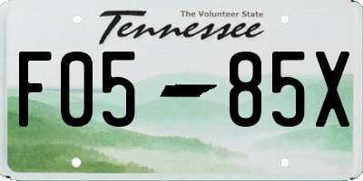 TN license plate F0585X