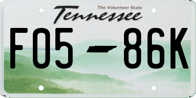 TN license plate F0586K