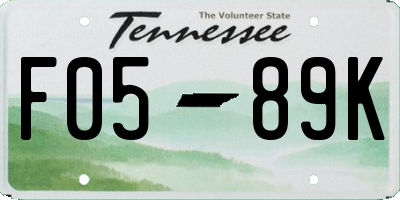 TN license plate F0589K