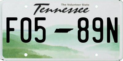 TN license plate F0589N