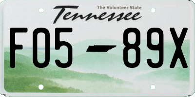 TN license plate F0589X