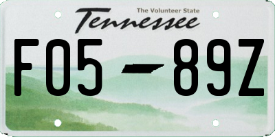 TN license plate F0589Z